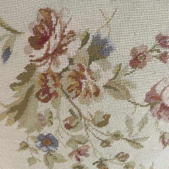 Qty. 3 Petit Point Needlepoint Wool Pillows 20” Sq & 12x14 French Abusson Style - Picture 6 of 16
